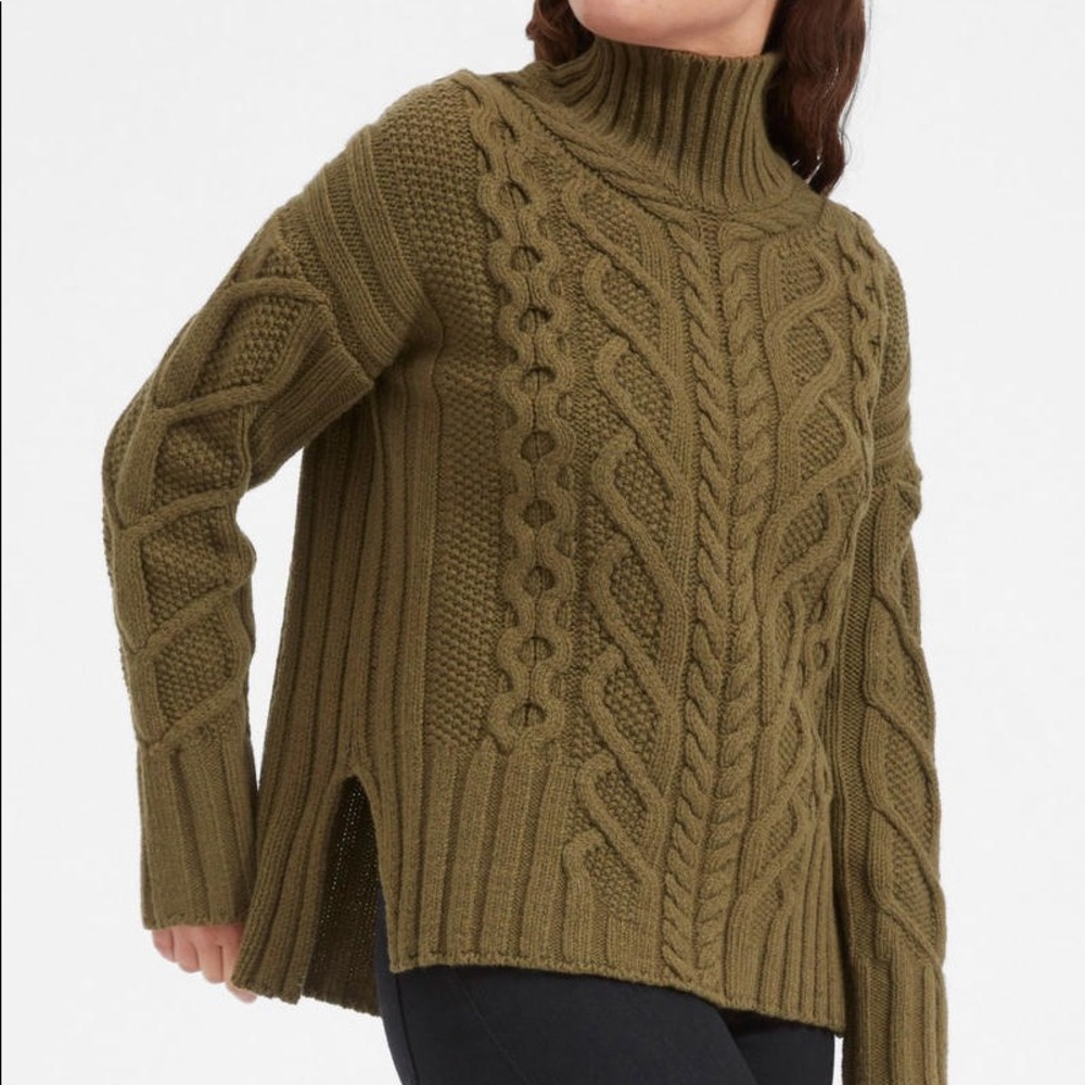 Everlane Olive Cable Knit Sweater